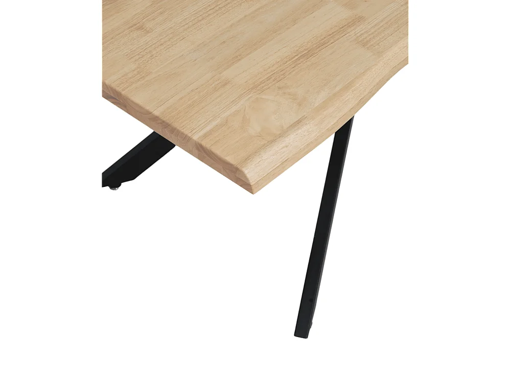Mesa de comedor de 75x89x159 cm con tablero de madera mazica y patas negras Fraga