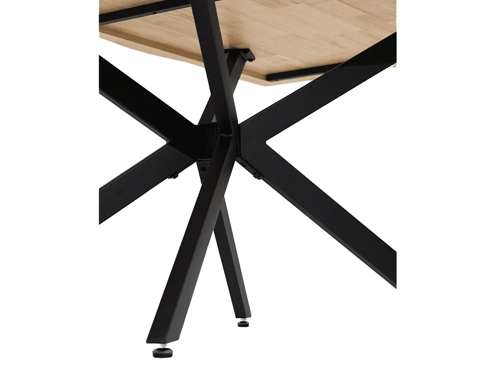Mesa de comedor de 75x89x159 cm con tablero de madera mazica y patas negras Fraga