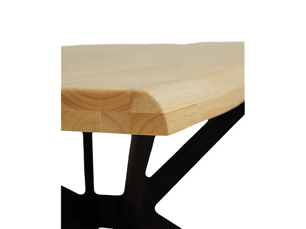 Mesa de comedor de 75x89x159 cm con tablero de madera mazica y patas negras Fraga