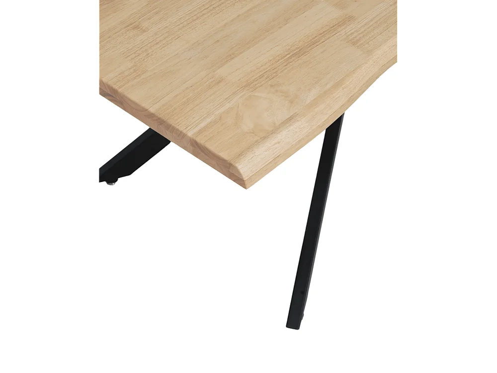 Mesa de comedor de 75x89x159 cm con tablero de madera mazica y patas negras Fraga