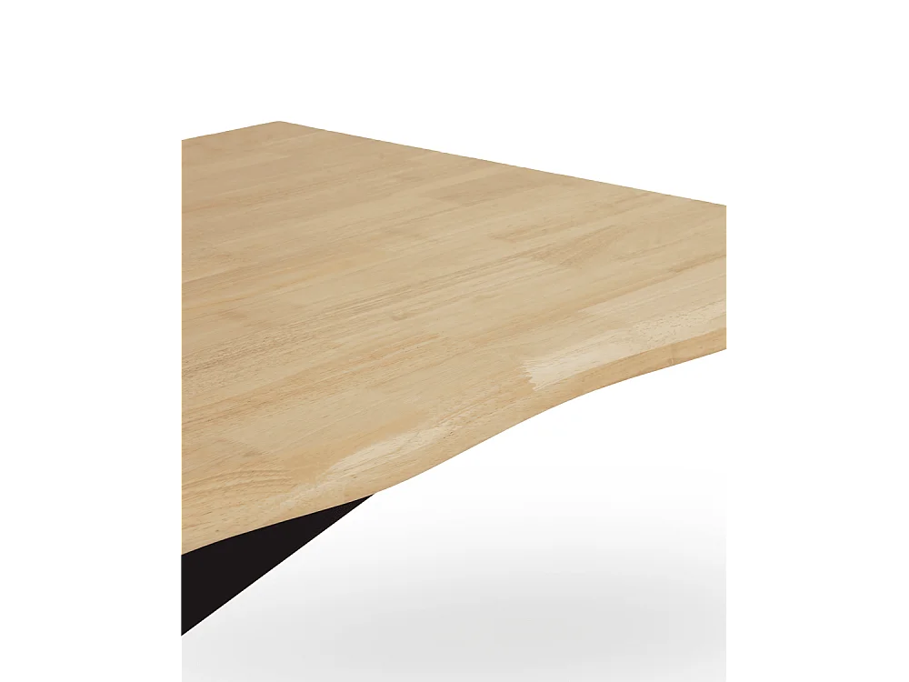 Mesa de comedor de 75x89x159 cm con tablero de madera mazica y patas negras Fraga