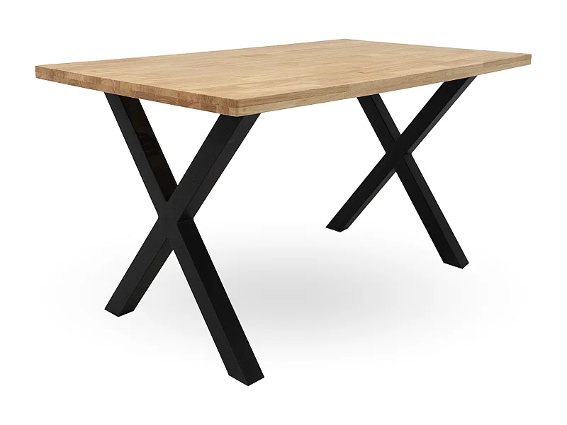 Mesa de comedor de 75x140x80 cm con tablero en color madera y patas en 'X' negras Bilbao