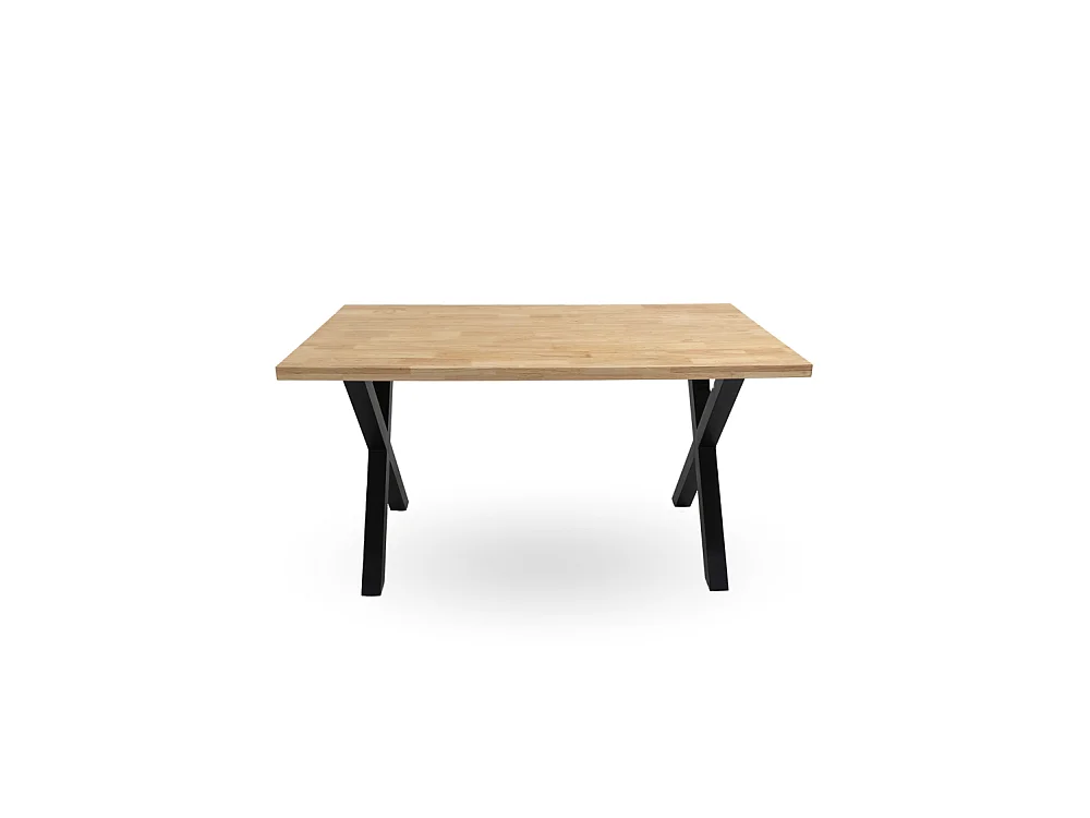 Mesa de comedor de 75x140x80 cm con tablero en color madera y patas en 'X' negras Bilbao