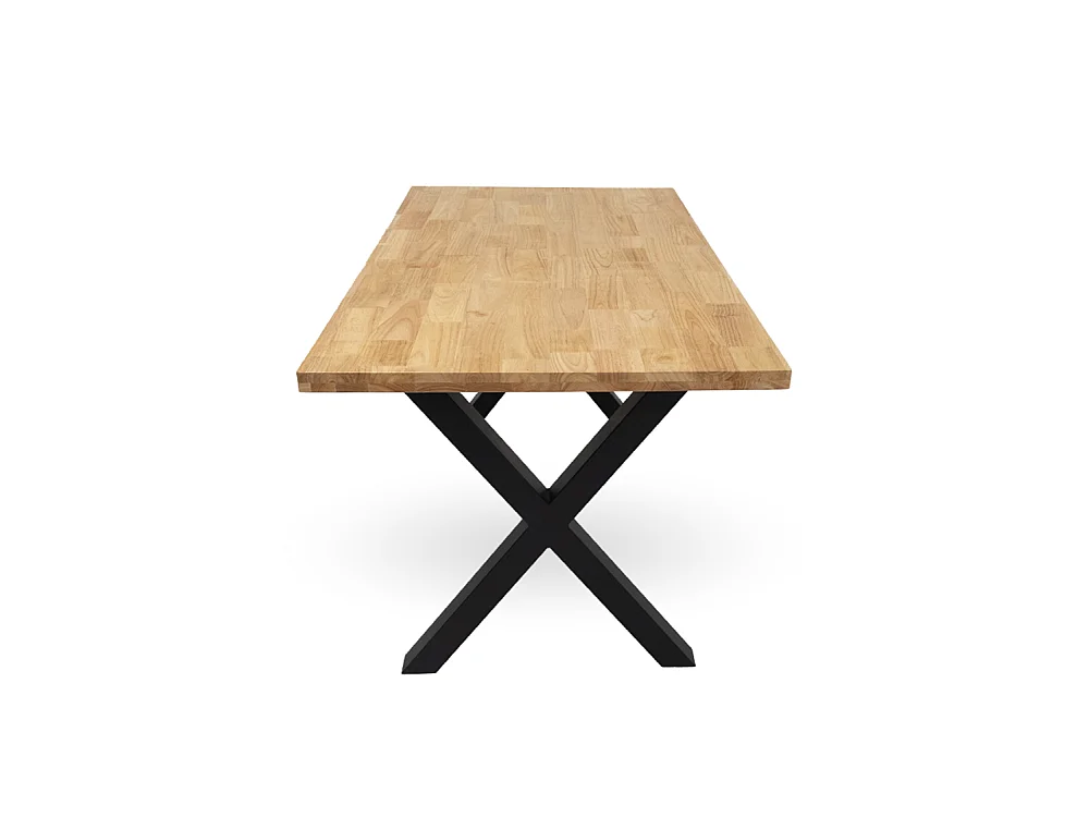 Mesa de comedor de 75x140x80 cm con tablero en color madera y patas en 'X' negras Bilbao
