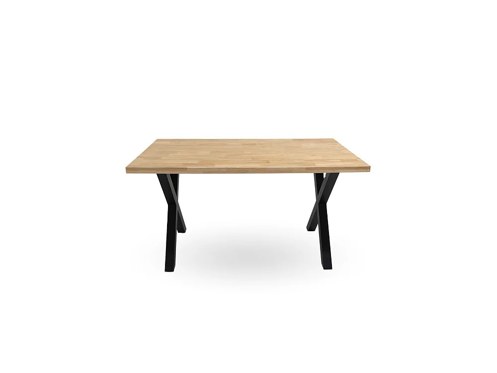 Mesa de comedor de 75x140x80 cm con tablero en color madera y patas en 'X' negras Bilbao