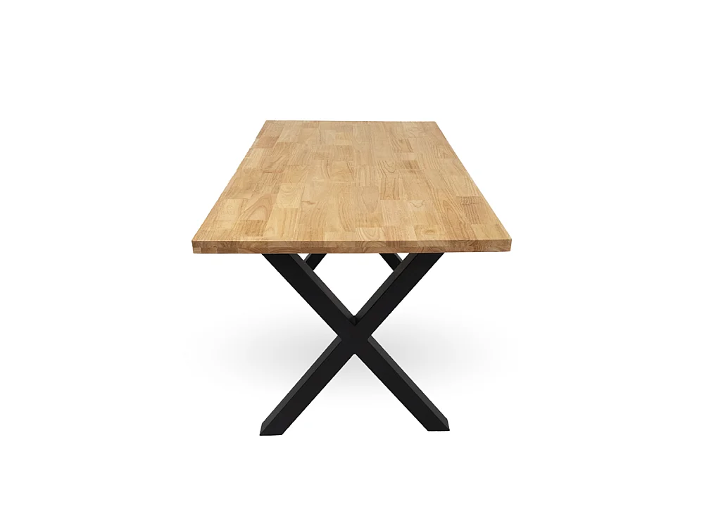Mesa de comedor de 75x140x80 cm con tablero en color madera y patas en 'X' negras Bilbao