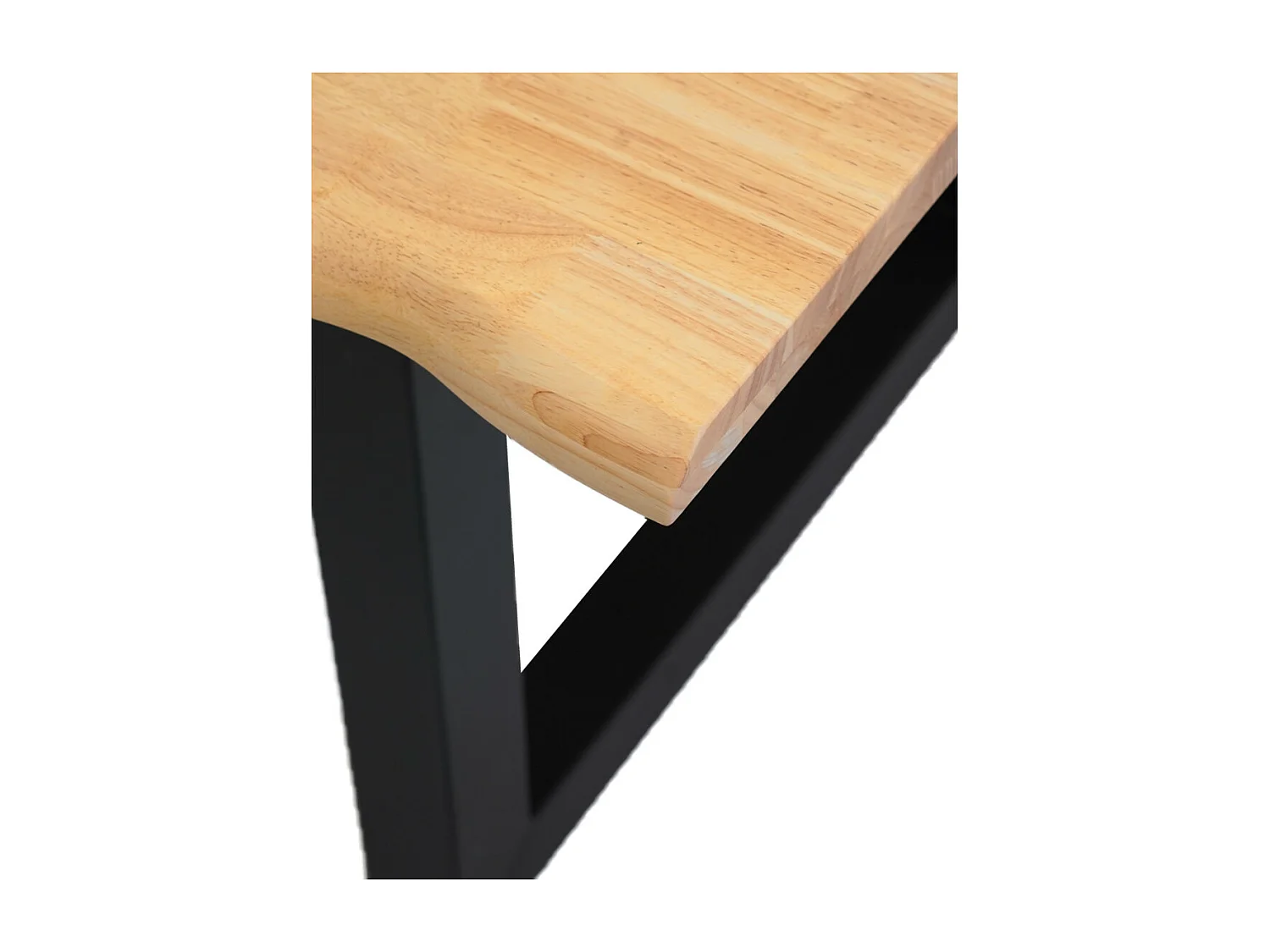 Mesa de comedor de 75x98x180 cm con sobre de madera natural maciza y patas negras Liev