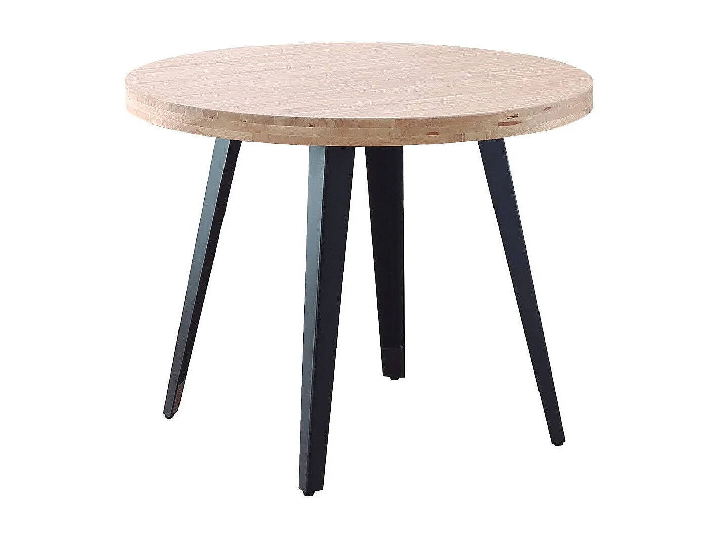 Mesa de comedor o cocina redonda de 76x100x100 cm en color beige y patas negras Skadi