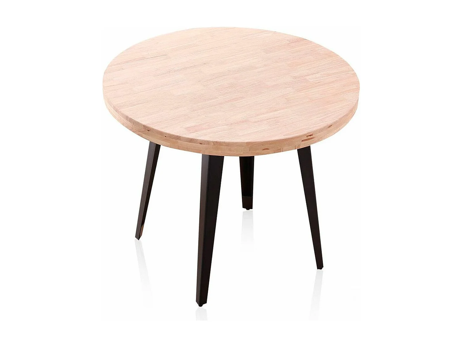 Mesa de comedor o cocina redonda de 76x100x100 cm en color beige y patas negras Skadi