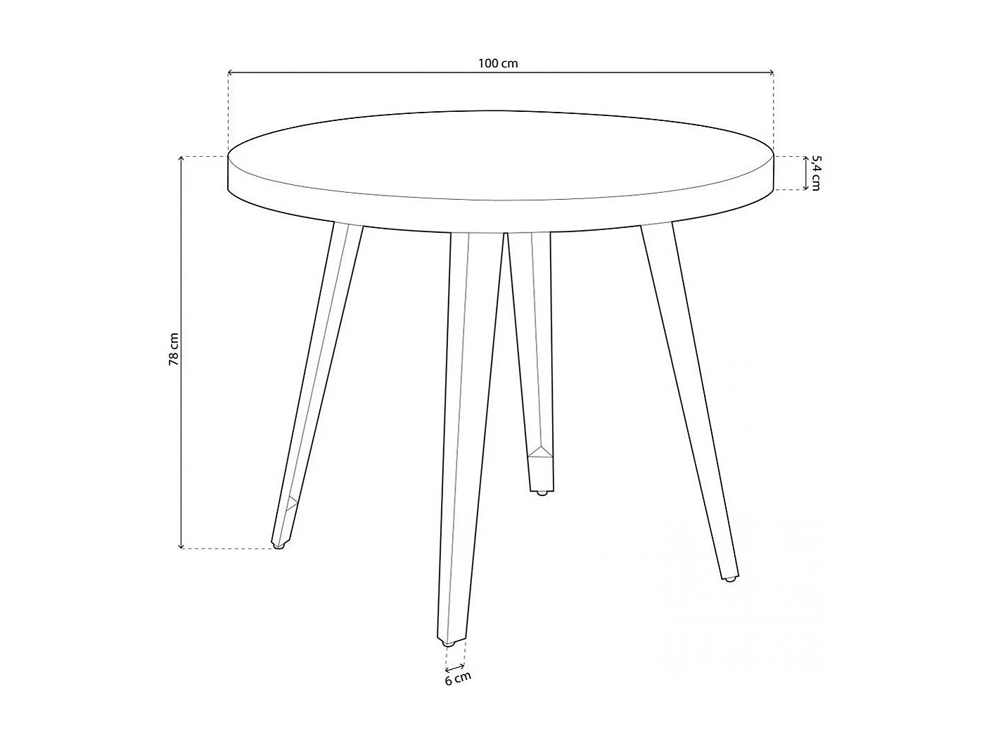 Mesa de comedor o cocina redonda de 76x100x100 cm en color beige y patas negras Skadi