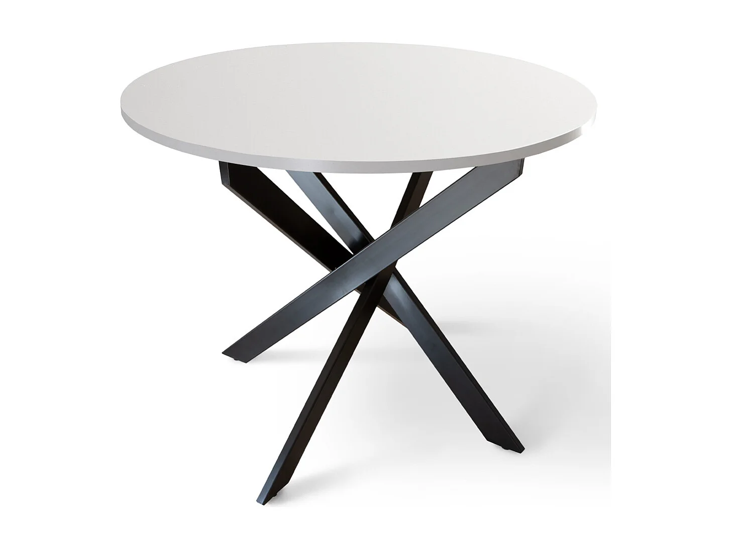 Mesa redonda de comedor o cocina de 75x90x90 cm con sobre en blanco y patas negras Blake