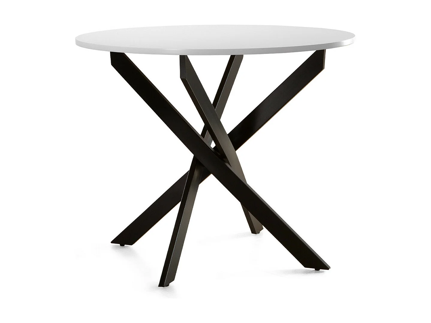 Mesa redonda de comedor o cocina de 75x90x90 cm con sobre en blanco y patas negras Blake