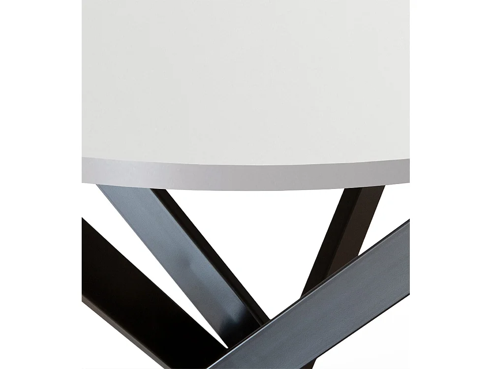 Mesa redonda de comedor o cocina de 75x90x90 cm con sobre en blanco y patas negras Blake