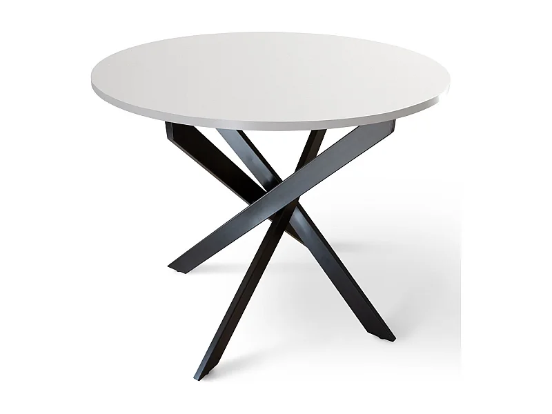 Mesa redonda de comedor o cocina de 75x90x90 cm con sobre en blanco y patas negras Blake