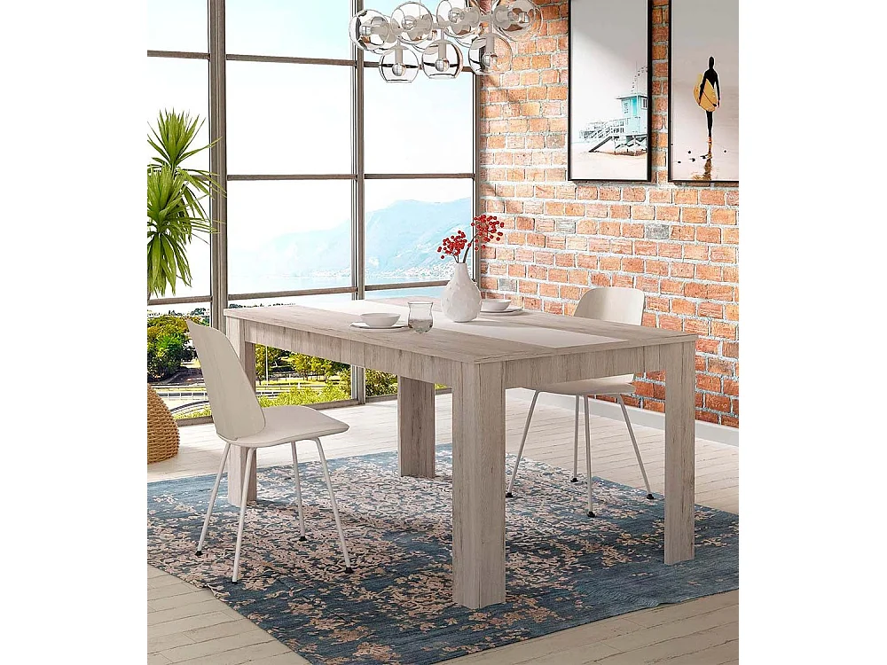 Mesa de comedor rectangular de madera de 160x90x75 cm en color roble arena Galena