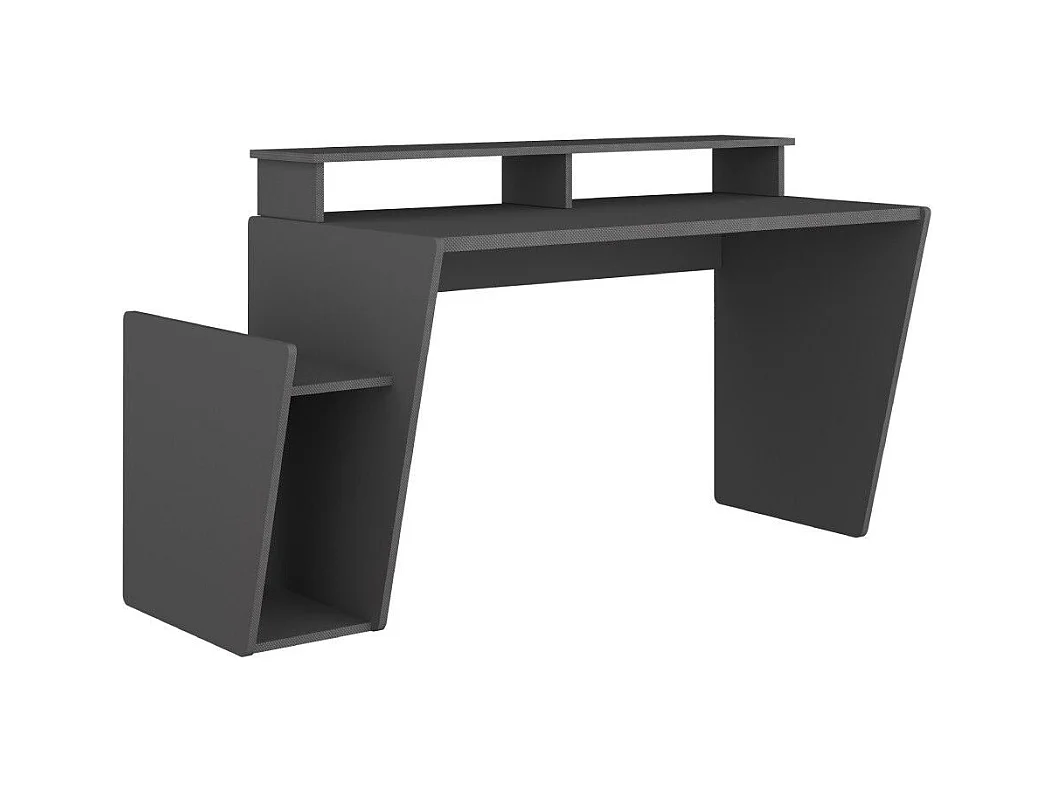 Mesa de escritorio gaming de 86x150x47 cm en color negro con almacenaje y luces LED Touma