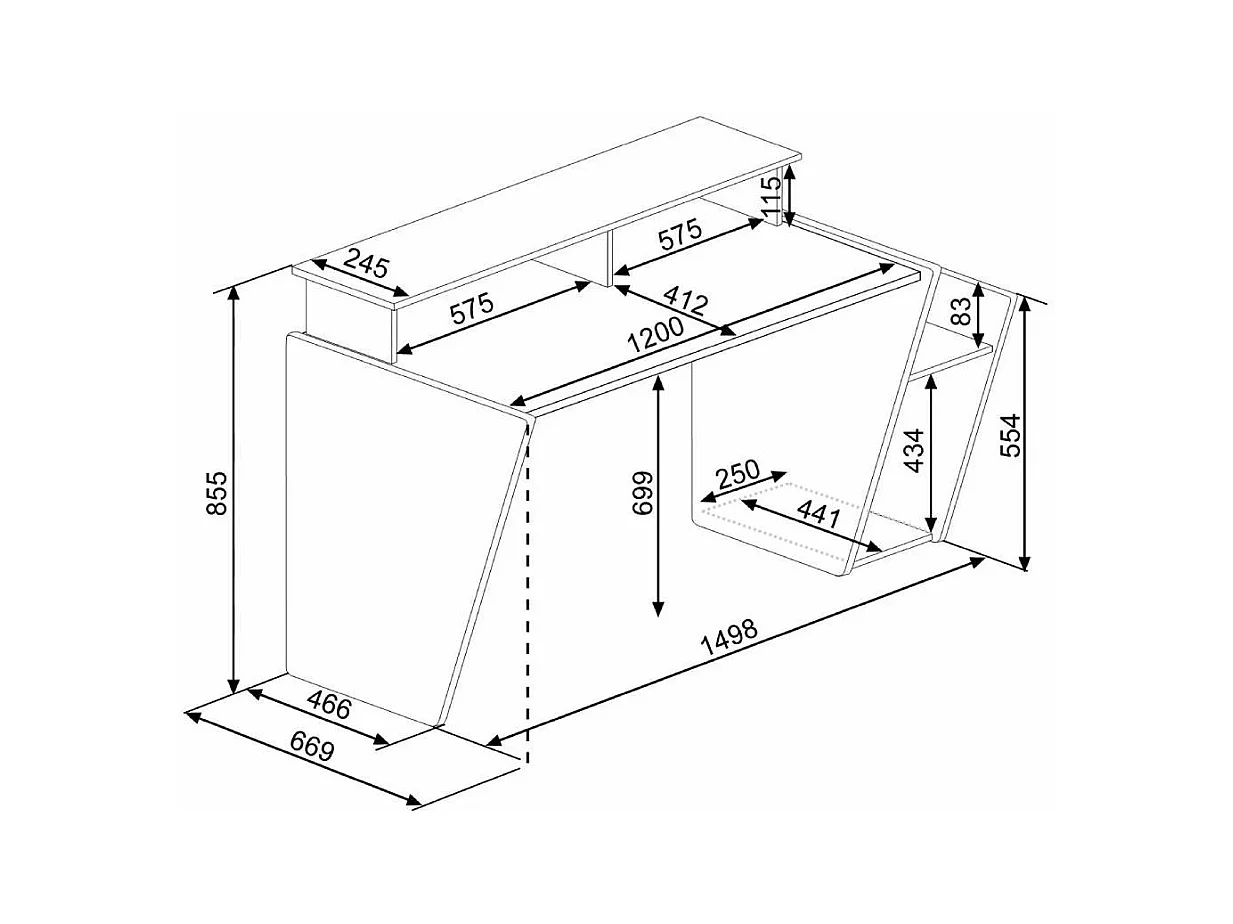 Mesa de escritorio gaming de 86x150x47 cm en color negro con almacenaje y luces LED Touma