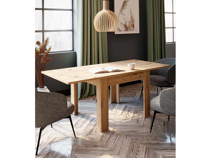 Mesa de comedor o cocina cuadrada extensible de 77x95-190x95 cm en color marrón Luter