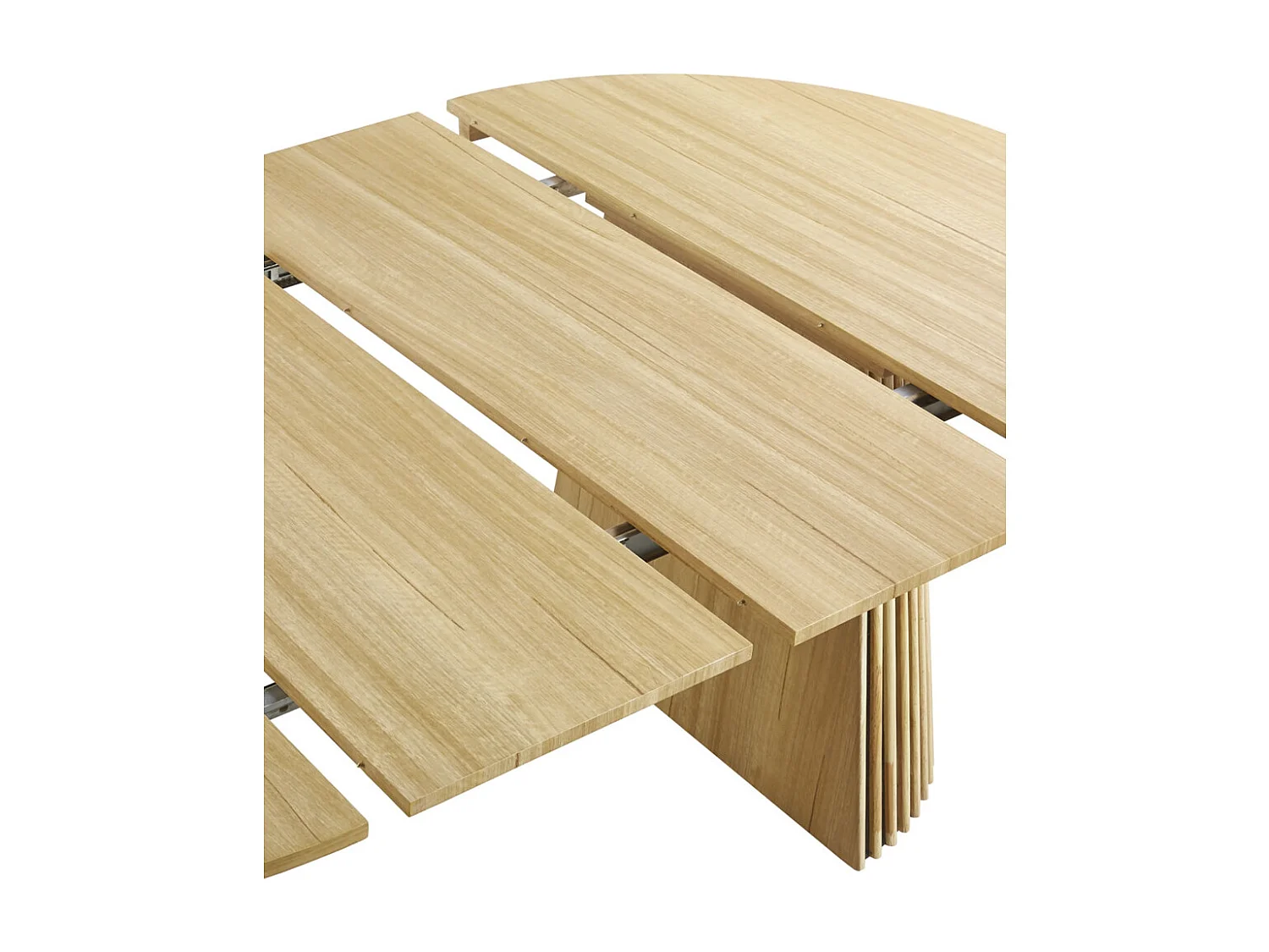 Mesa de comedor redonda extensible de 75x120x120-160-200 cm en color roble Kena