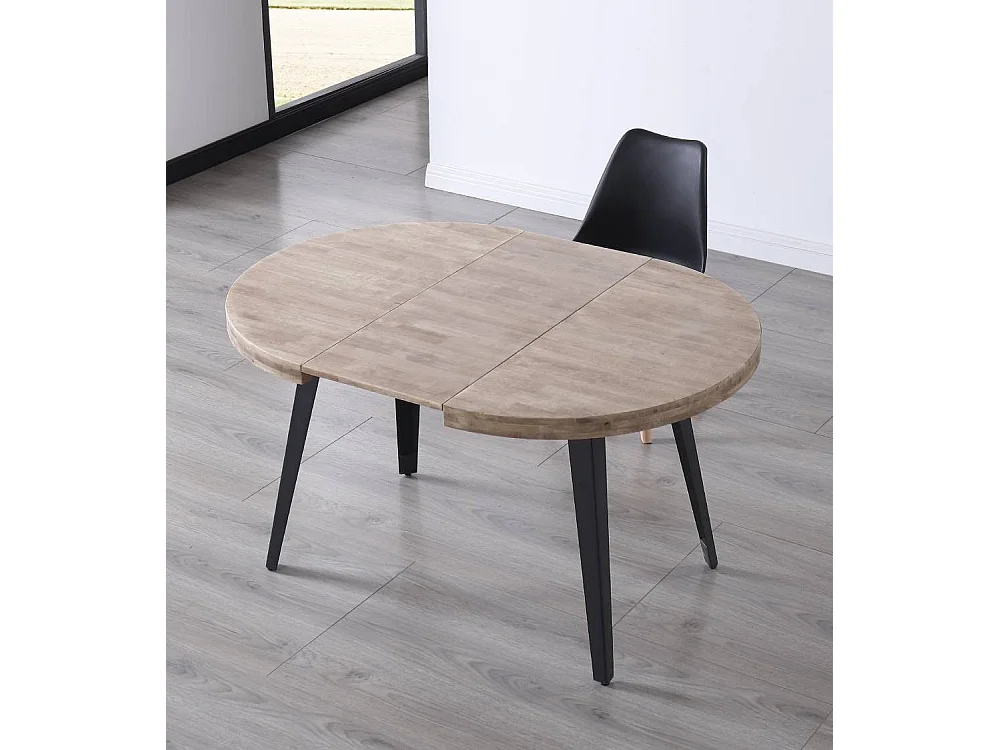 Mesa de comedor redonda extensible de 76x100x100-180 cm de madera oscura Skadi