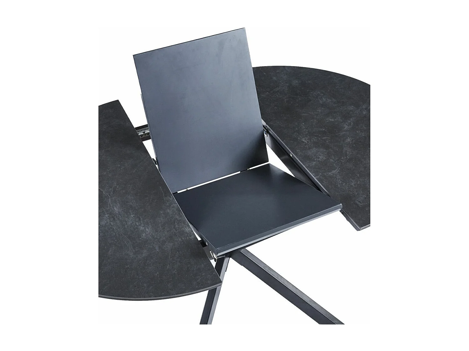 Mesa de comedor redonda extensible de 75x100-140x100 cm en color negro Olimpo