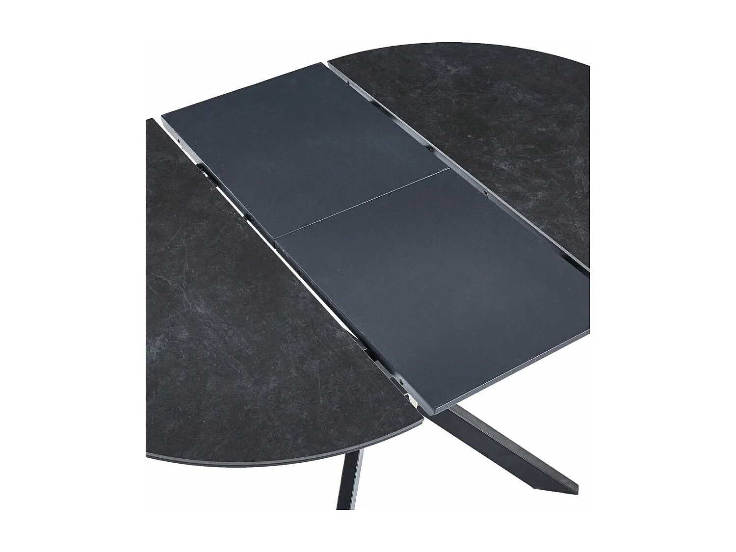 Mesa de comedor redonda extensible de 75x100-140x100 cm en color negro Olimpo