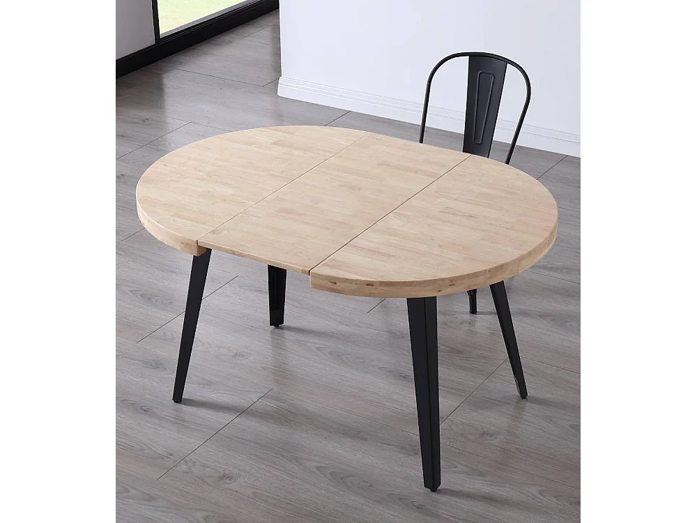Mesa de comedor redonda extensible de 76x100x100-180 cm de madera clara Skadi