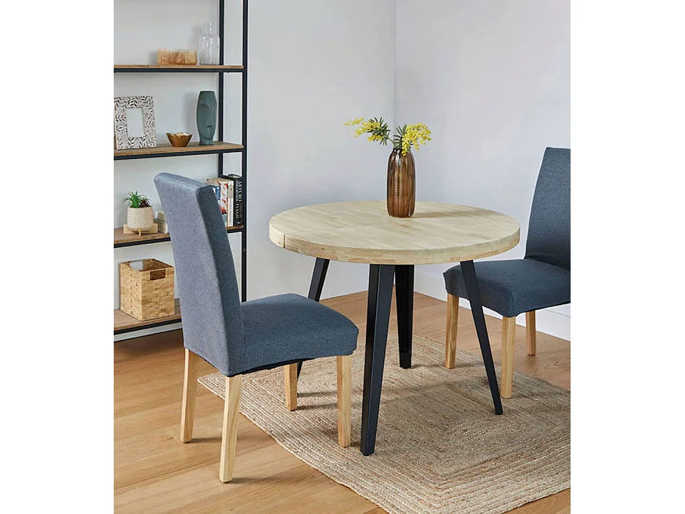 Mesa de comedor redonda extensible de 76x100x100-180 cm de madera clara Skadi