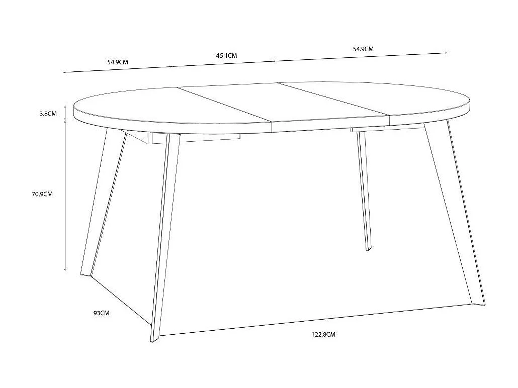 Mesa de comedor redonda extensible de 75x110x110-155 cm de estilo industrial Loki