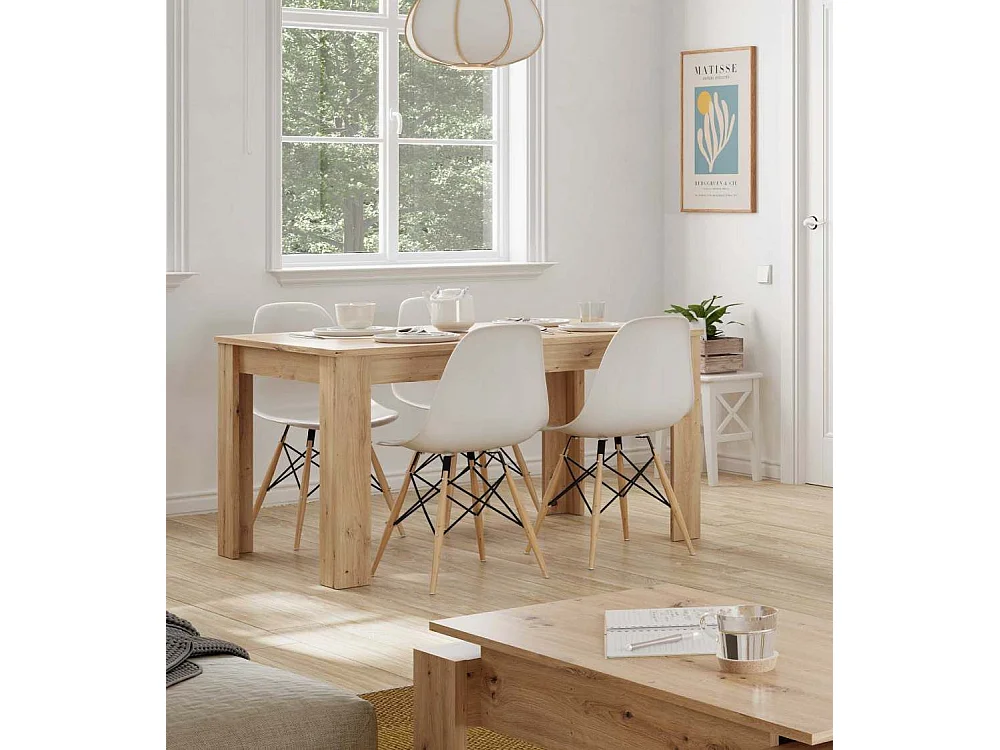 Mesa de comedor extensible de 78x140x90 cm de diseño minilamista en color beige Katia