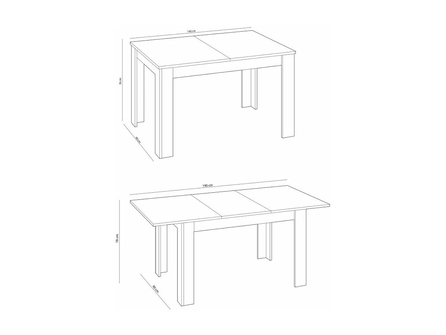 Mesa de comedor extensible de 78x140x90 cm de diseño minilamista en color beige Katia