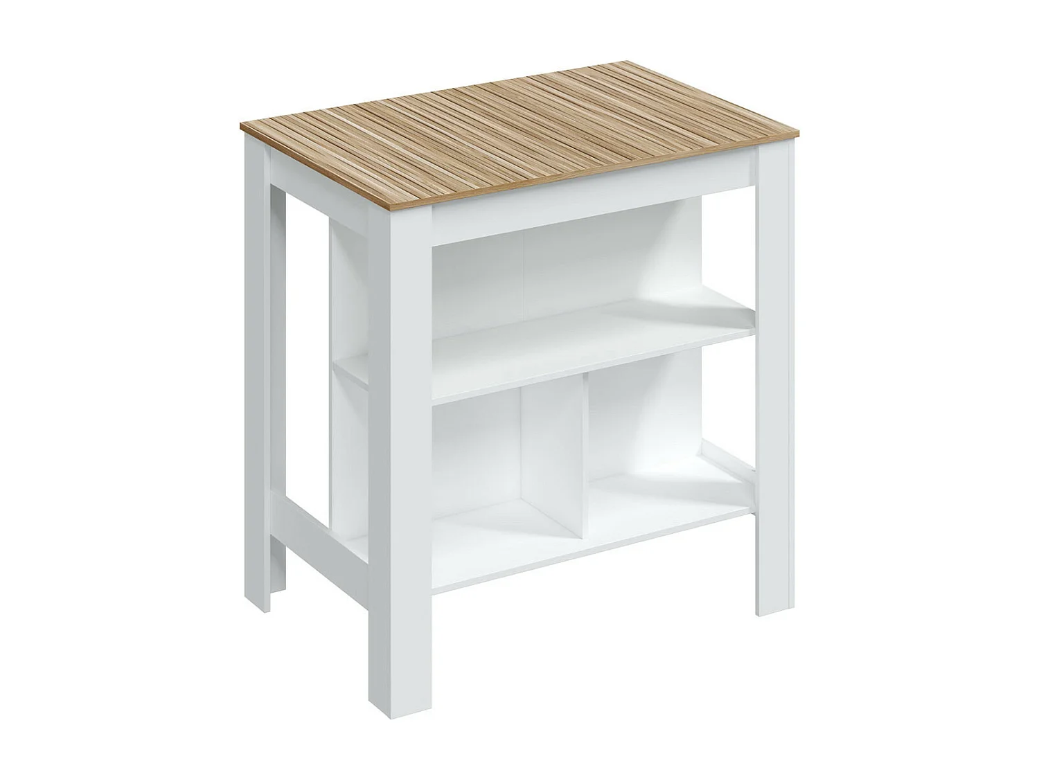 Mesa alta de cocina de 105x103x67 cm con sobre en color beige y patas blancas Edith