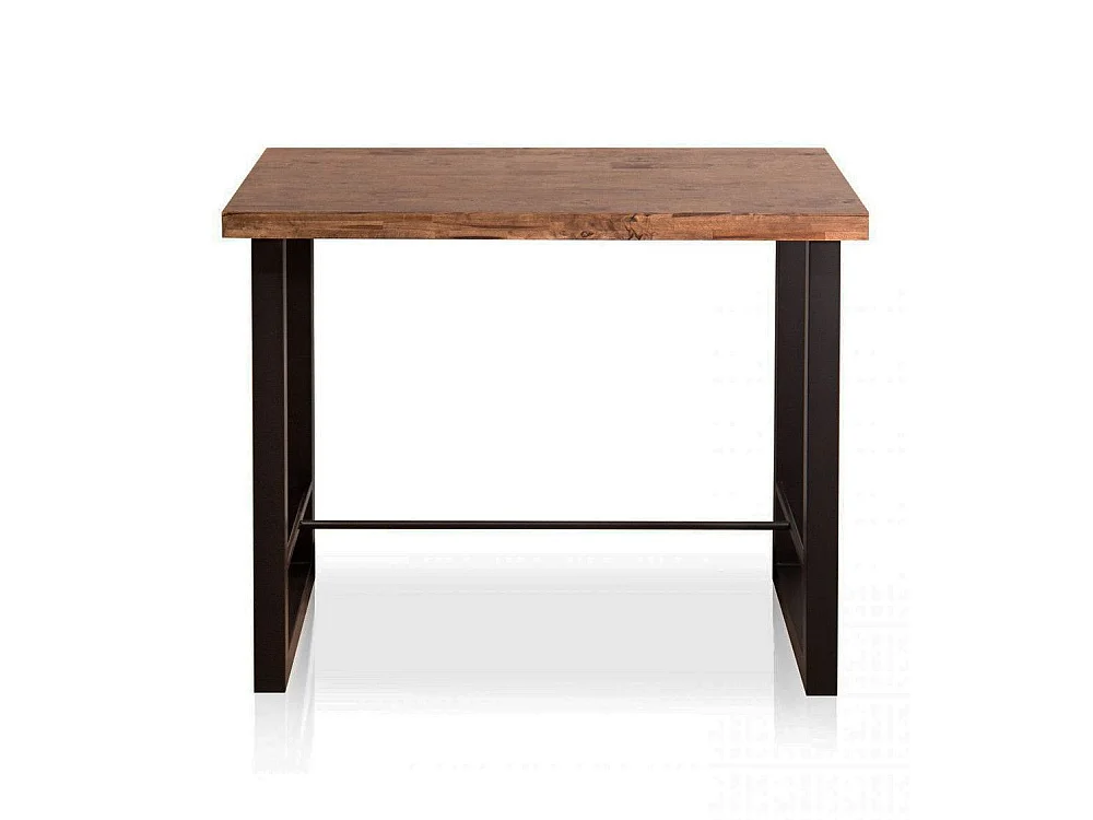 Mesa alta rectangular de 100x120x70 cm de madear en color marrón con patas negras Darek