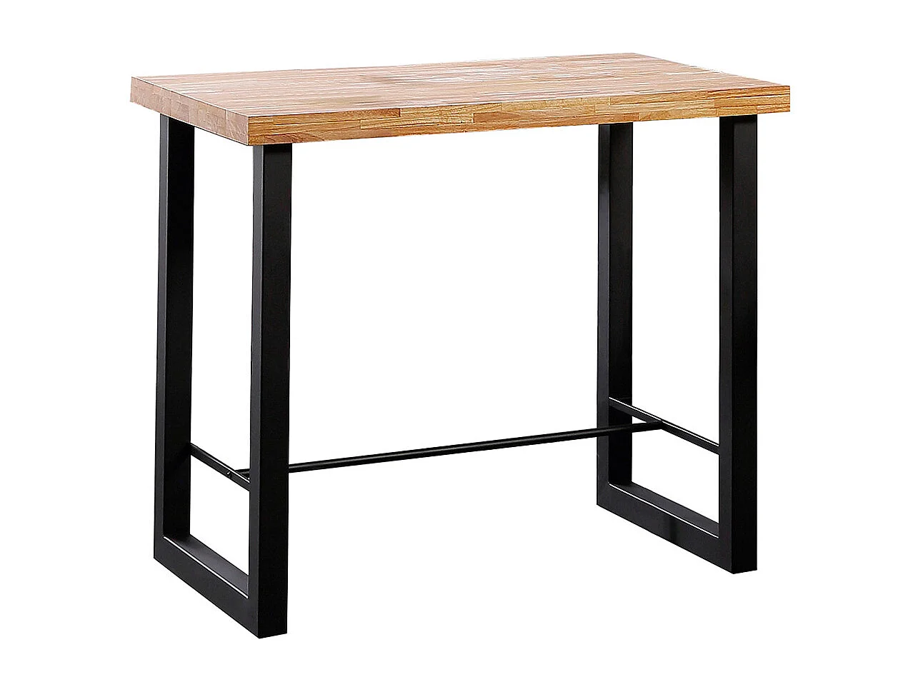 Mesa alta rectangular de 100x120x70 cm de madera en color beige con patas negras Darek