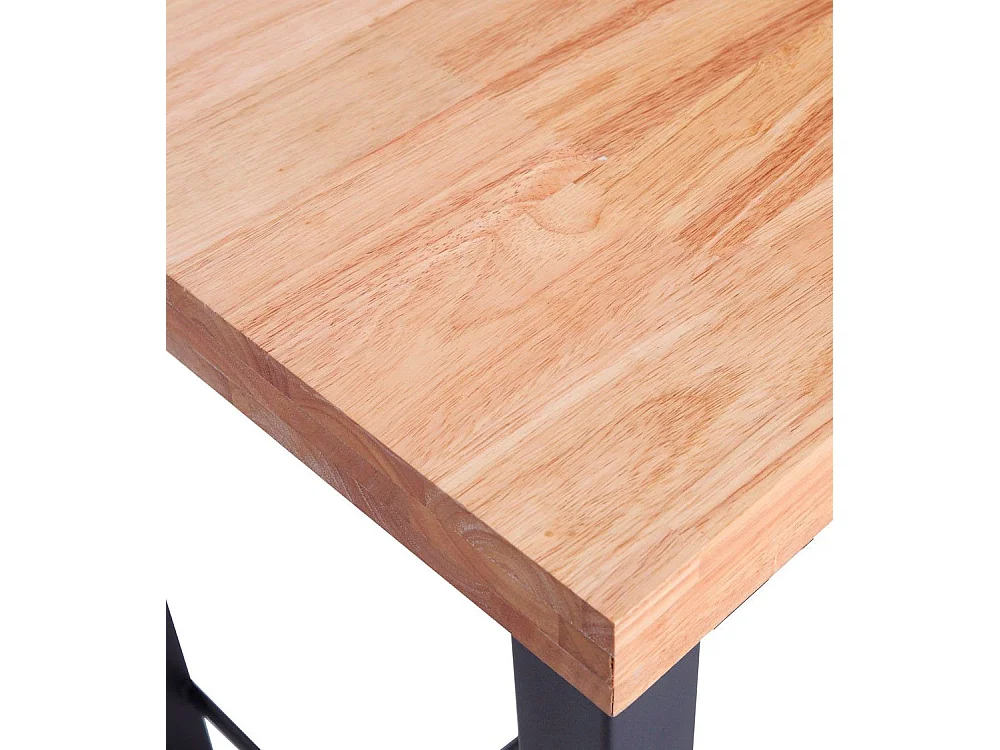 Mesa alta rectangular de 100x120x70 cm de madera en color beige con patas negras Darek