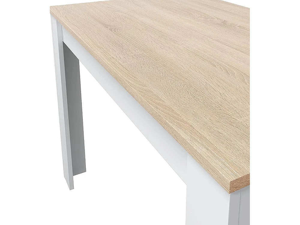 Mesa de cocina rectangular fija de 78x109x67 cm en color beige con patas blancas Katia