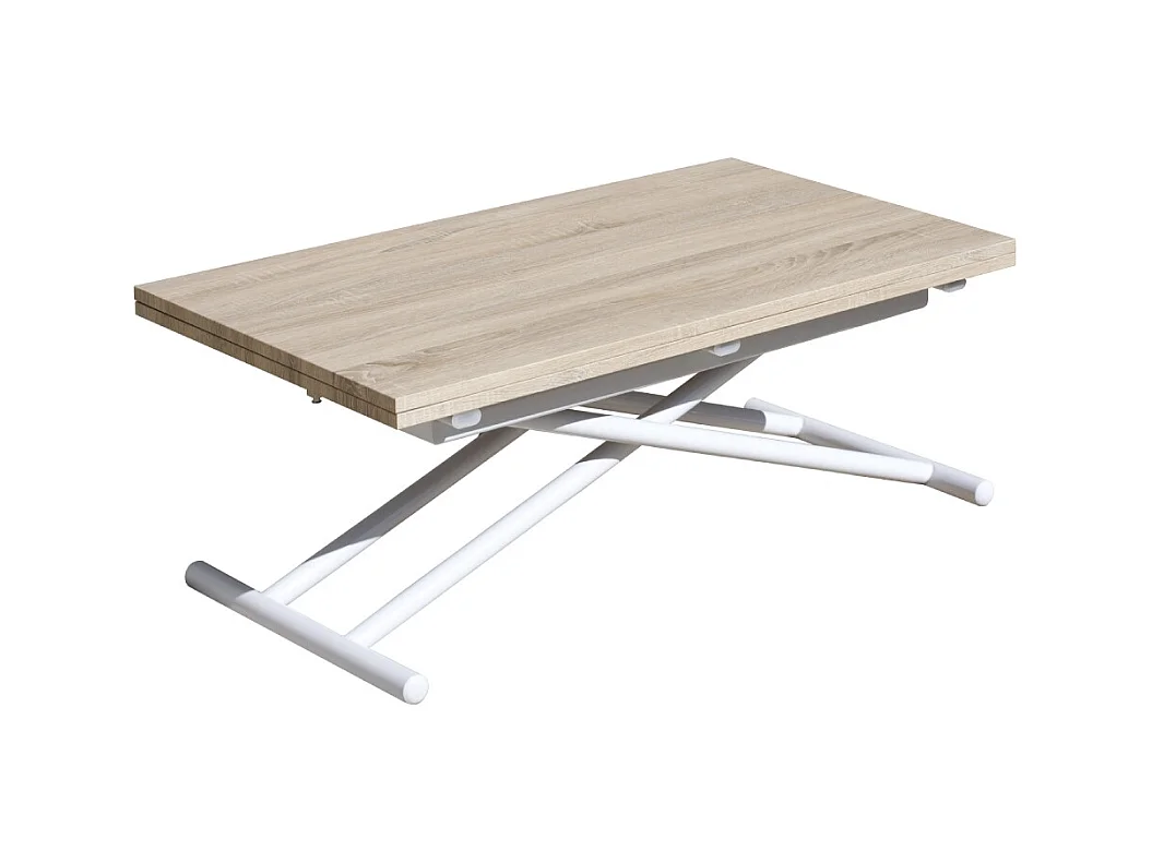 Mesa de centro elevable extensible de 49-76x100x50-100 cm con sobre en color beige Frenzy