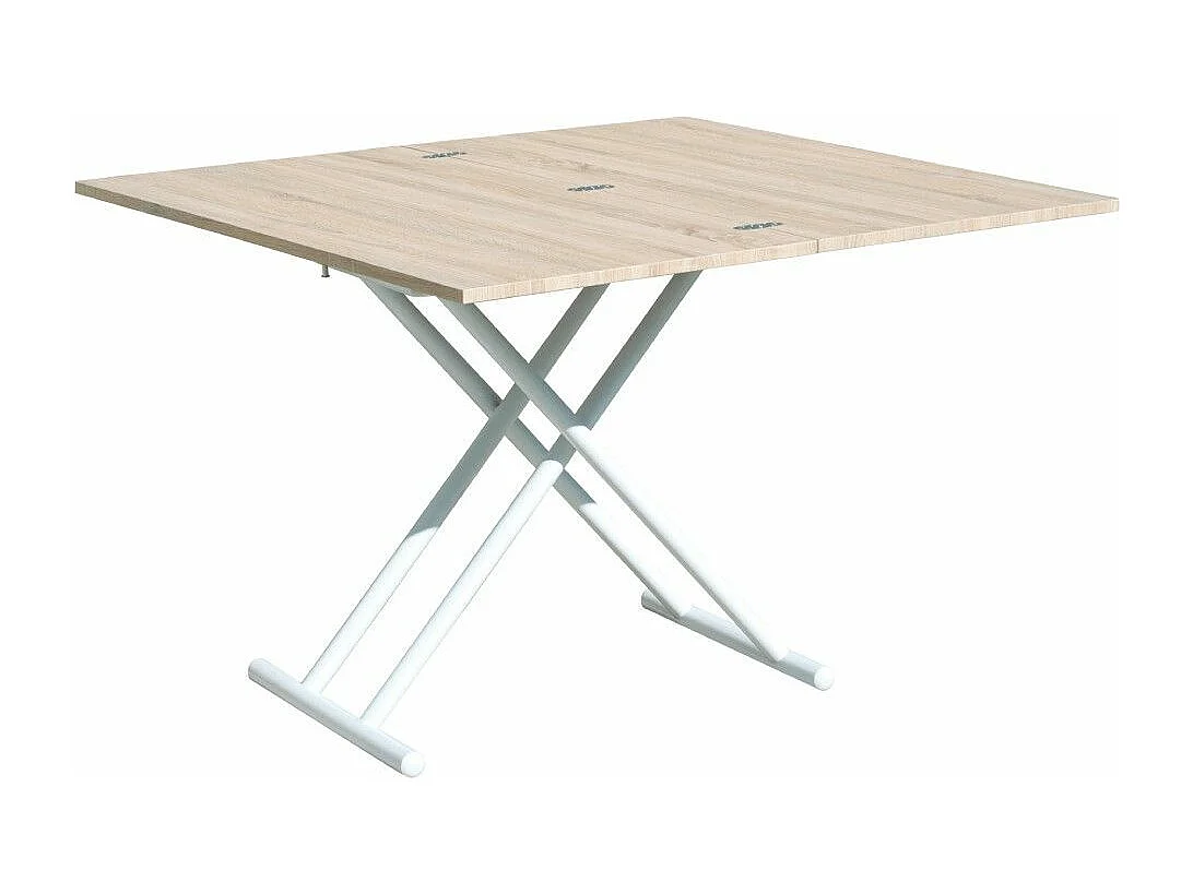 Mesa de centro elevable extensible de 49-76x100x50-100 cm con sobre en color beige Frenzy