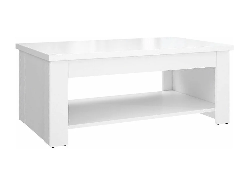Mesa de centro elevable de 45-66x110x65 cm de mader en color blanco con almacenaje Dumi