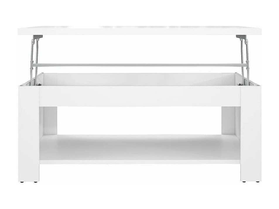 Mesa de centro elevable de 45-66x110x65 cm de mader en color blanco con almacenaje Dumi