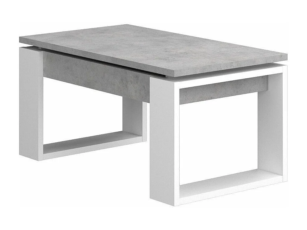 Mesa de centro elevable de 45x90x52 cm con sobre en color gris con almacenaje Rubi