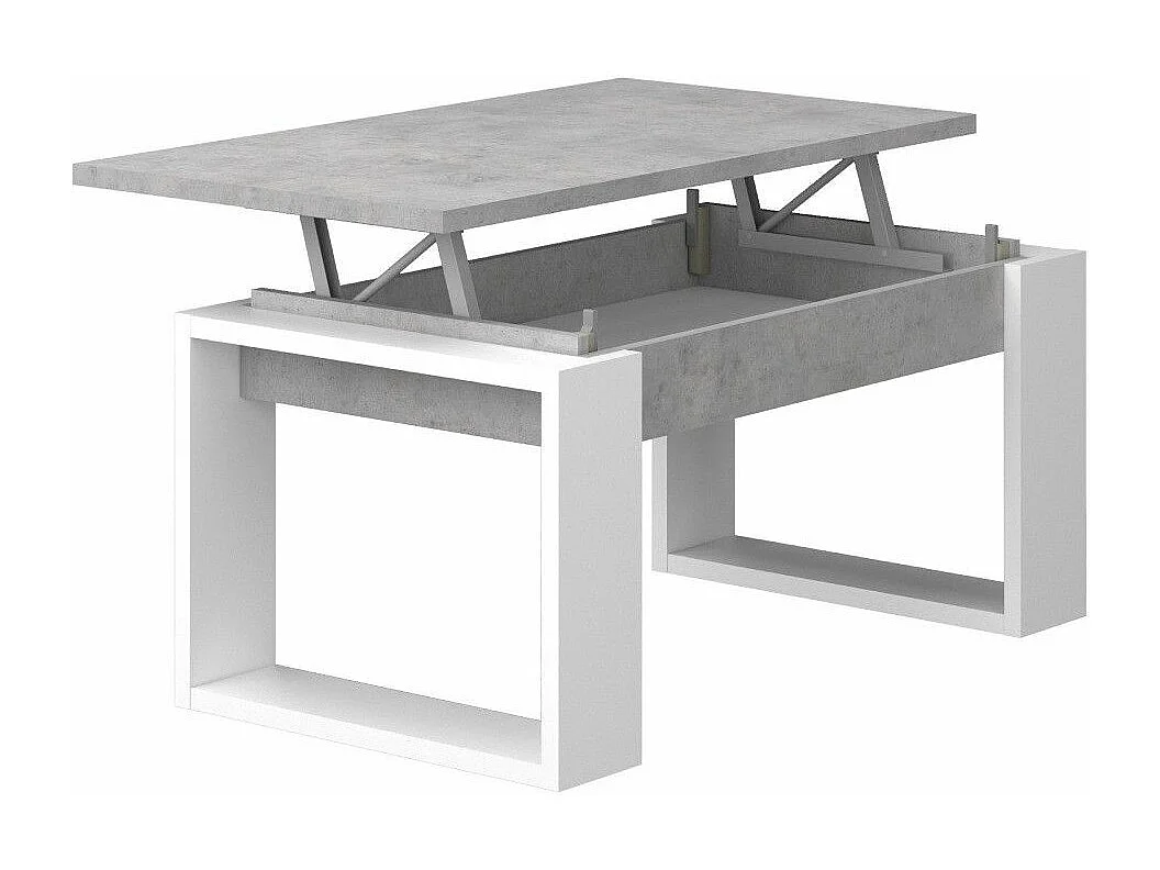 Mesa de centro elevable de 45x90x52 cm con sobre en color gris con almacenaje Rubi