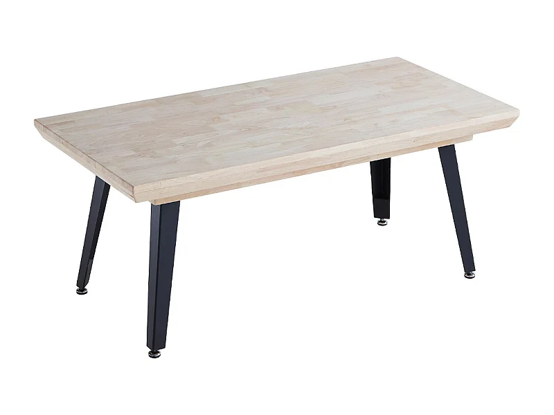 Mesa de centro elevable de 47x120x60 cm con sobre de roble nordish y patas negras Skadi