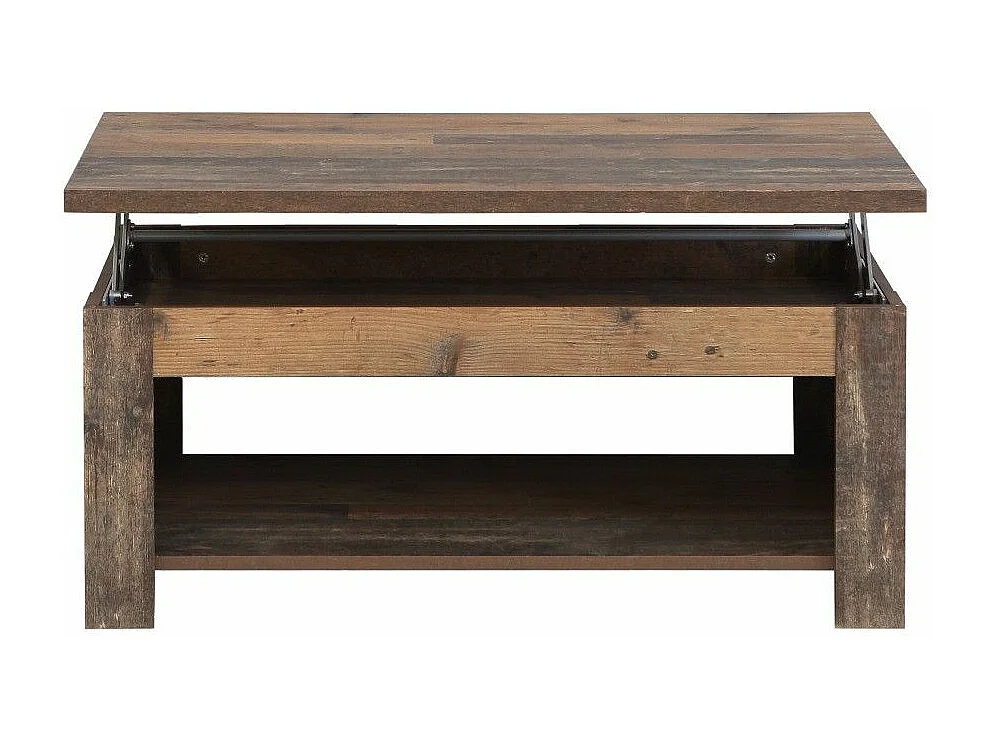 Mesa de centro elevable de 45-66x110x65 cm de mader en color blanco con almacenaje Dumi