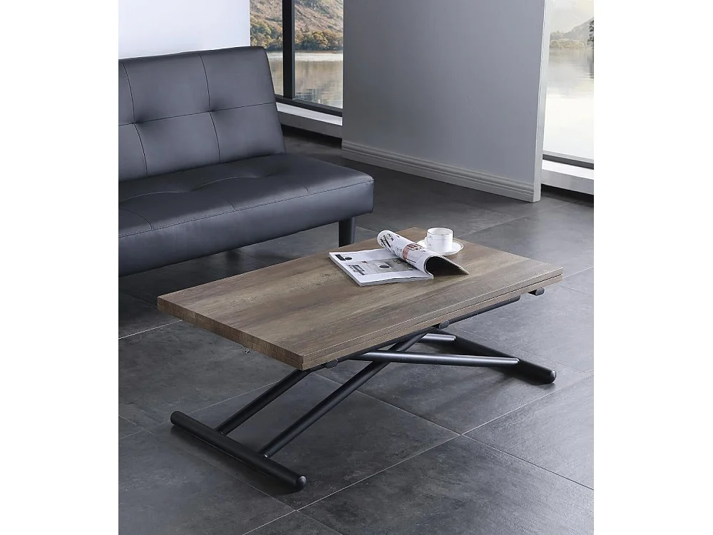 Mesa de centro elevable extensible de 49-76x100x50-100 cm con sobre en color marrón Frenzy