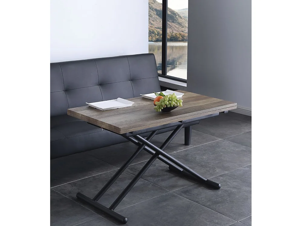 Mesa de centro elevable extensible de 49-76x100x50-100 cm con sobre en color marrón Frenzy