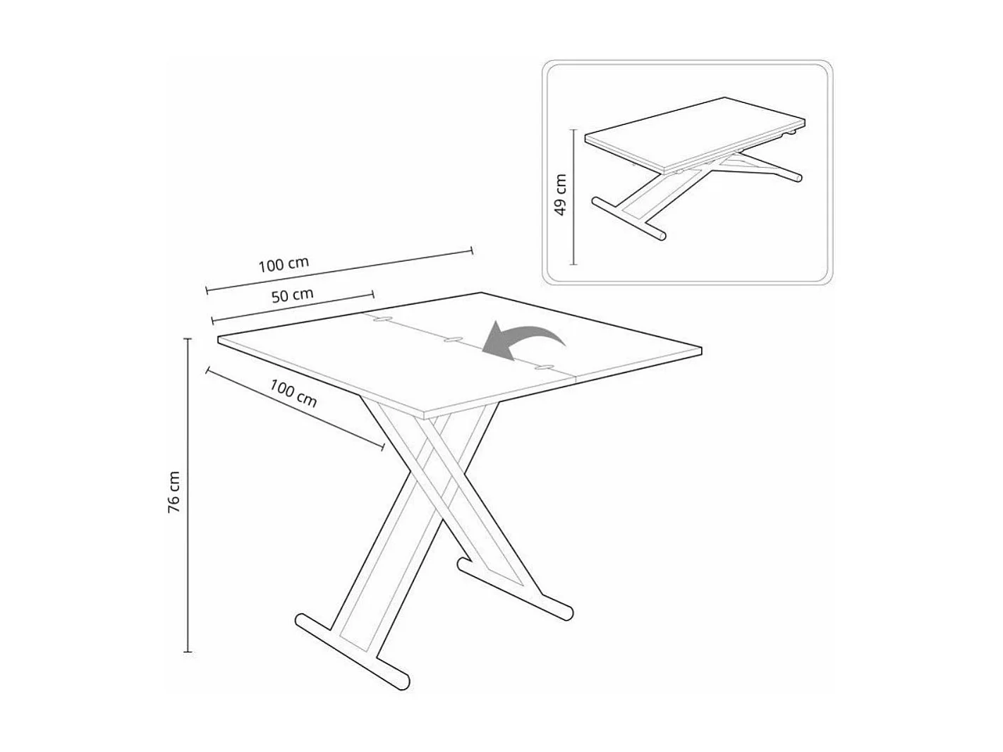 Mesa de centro elevable extensible de 49-76x100x50-100 cm con sobre en color blanco Frenzy