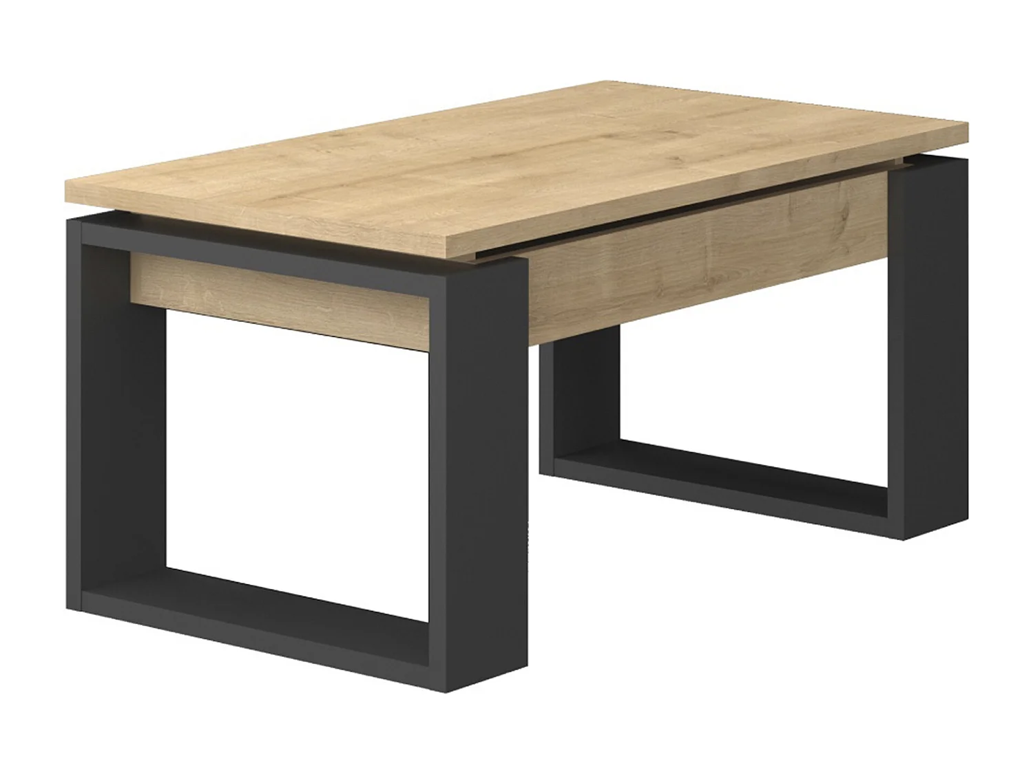 Mesa de centro elevable de 45x90x52 cm con sobre en color beige con almacenaje Rubi