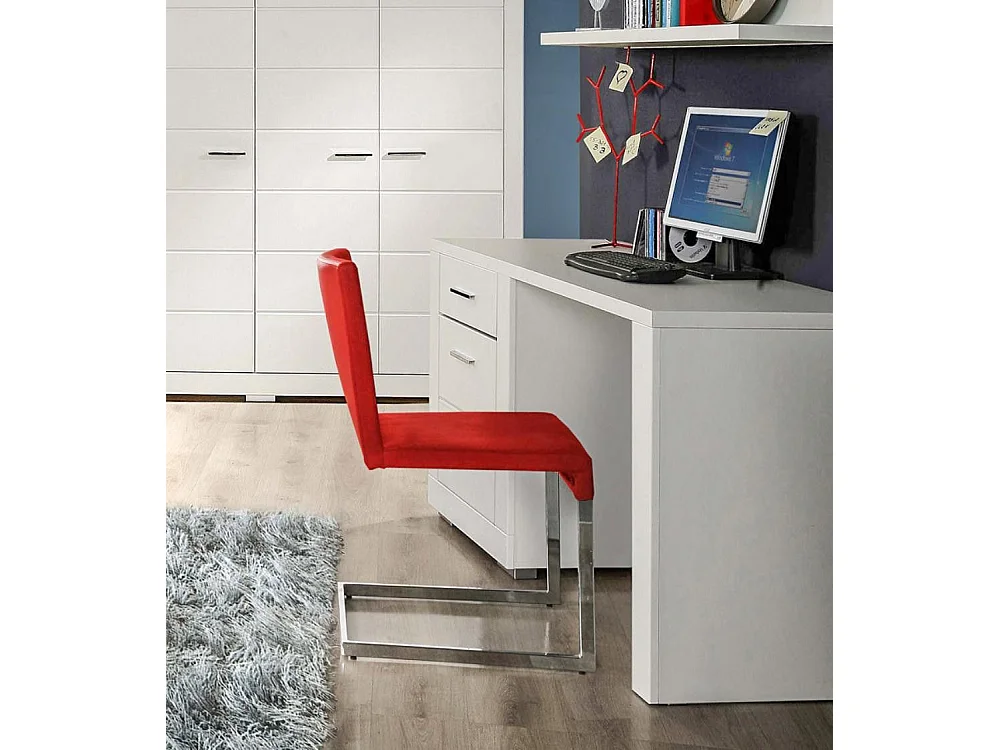 Mesa de escritorio de 76x138x67 cm en color blanco con almacenamiento Snow