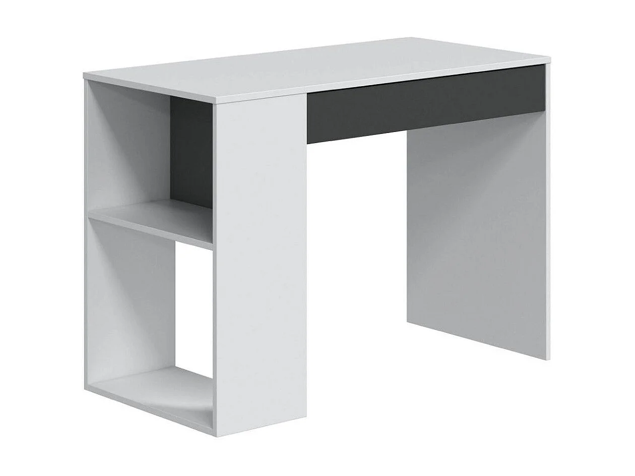 Mesa de escritorio reversible de 73x101x50 cm en color blanco mate y gris antracita Club